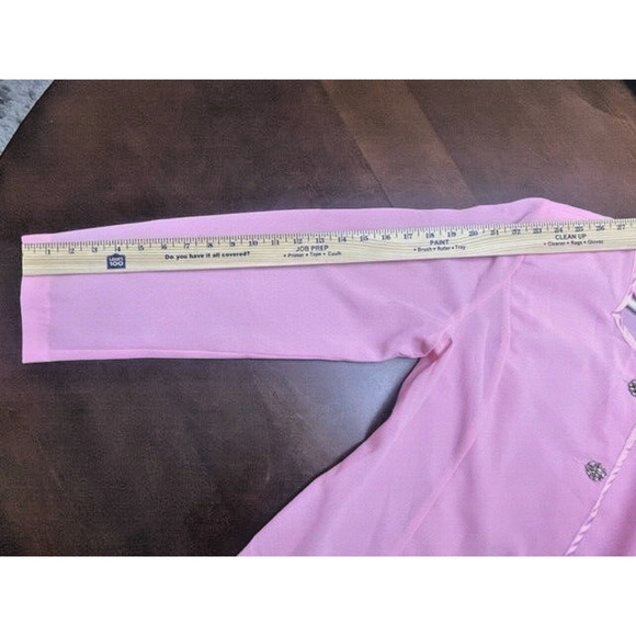 VINTAGE Tally Taylor Womens Sz 14 Suit Top Blazer Formal PINK RHINESTONE BUTTONS - Picture 7 of 14